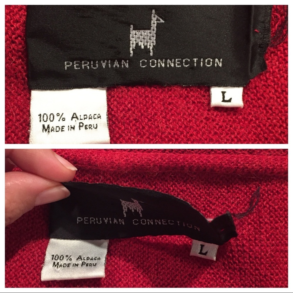 Peruvian Connection‎ Alpaca Red V Neck Pullover Sweater Size L Oversized - Picture 4 of 9